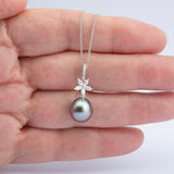 Vintage Tahitian Pearl & Diamond 18ct Gold Pendant