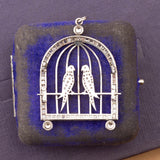 Vintage 18ct White Gold & Diamond Love Birds Pendant