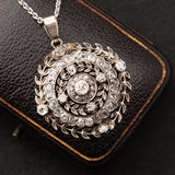 Antique Platinum Laurel Wreath Pendant set with 2.60 ctw Old Cut Diamonds