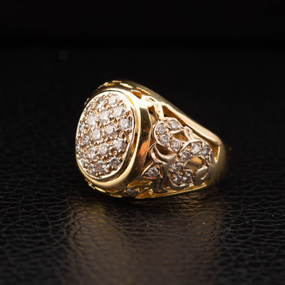 Vintage 18ct Gold & Diamond Dome Ring