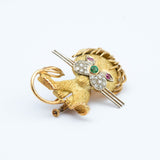 Vintage 18ct Gold Dishevelled Lion Brooch